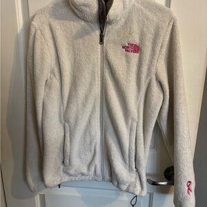 The North Face Off-White Fleece Jacket with Pink Accents